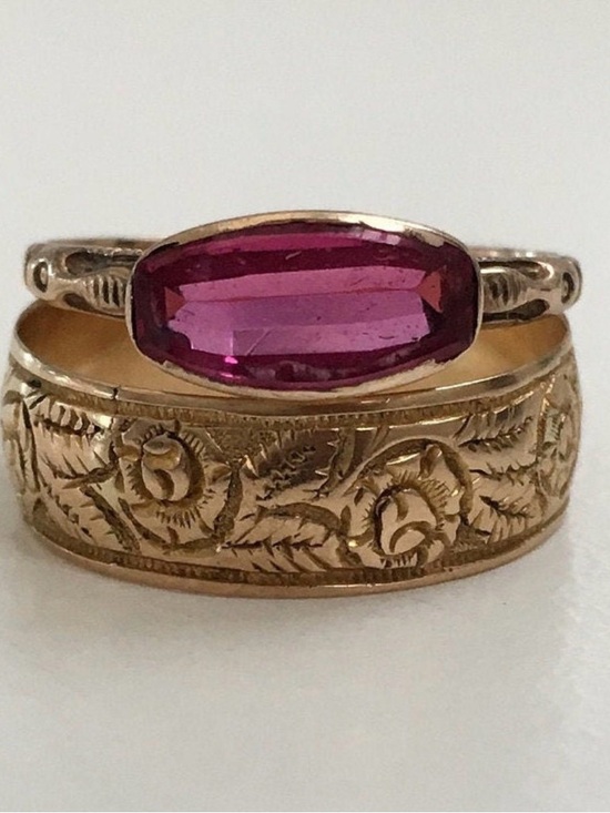 Jewelry - Antique (1900’s) 10 K Gold Ring with Oval Pink Sapphire